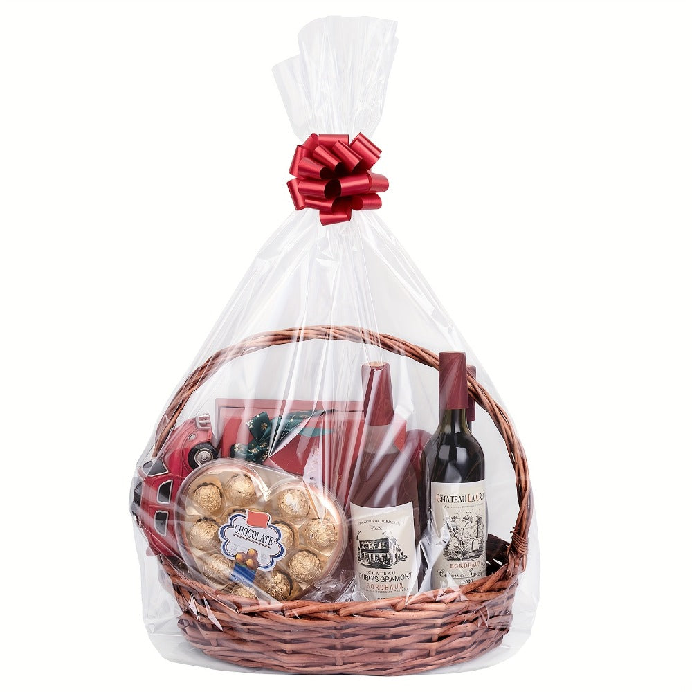 Cellophane Bags 50-Pack Large 18x30 Inch Transparent Gift Basket Wrap Bags – Clear Cellophane Wrapping for Christmas