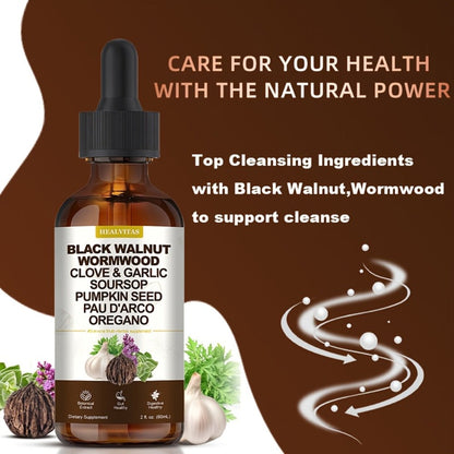 Gut Cleanse Herbal Tincture with Black Walnut Wormwood Berberine Soursop Oregano Garlic for Bath Time, Home Spa and Personal Care