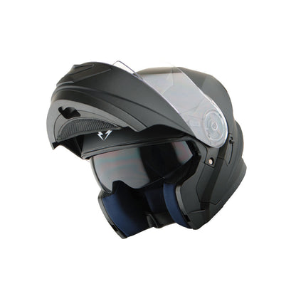 Motorcycle Helmet Modular Flip-Up Design with Dual Visors, Optional Three-Mode LED Tail Light and S-XL Sizes