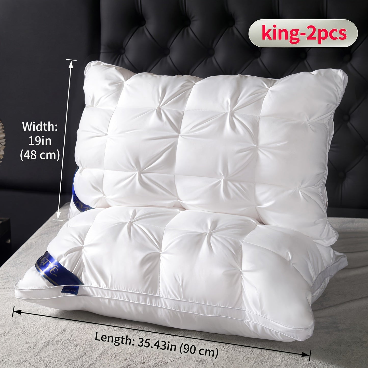 Pillows 2 Pack Queen King Size – Luxury Hotel Quality Deep Sleep Neck Support Pillow High Fluffiness Soft Breathable Fabric All Season Bed