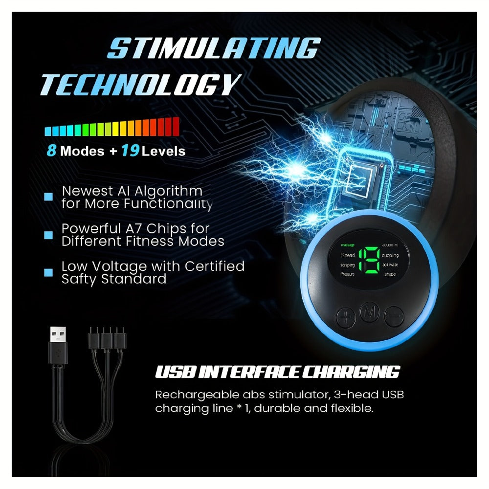EMS Stimulator Abdominal Training Belt, Electronic Ab Toner for Whole Body Fitness & Strength Training