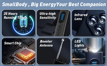 Anti Spy Hidden Camera Detector RF Signal Scanner Portable Bug Detector, GPS Tracker Finder, Listening Device Detector