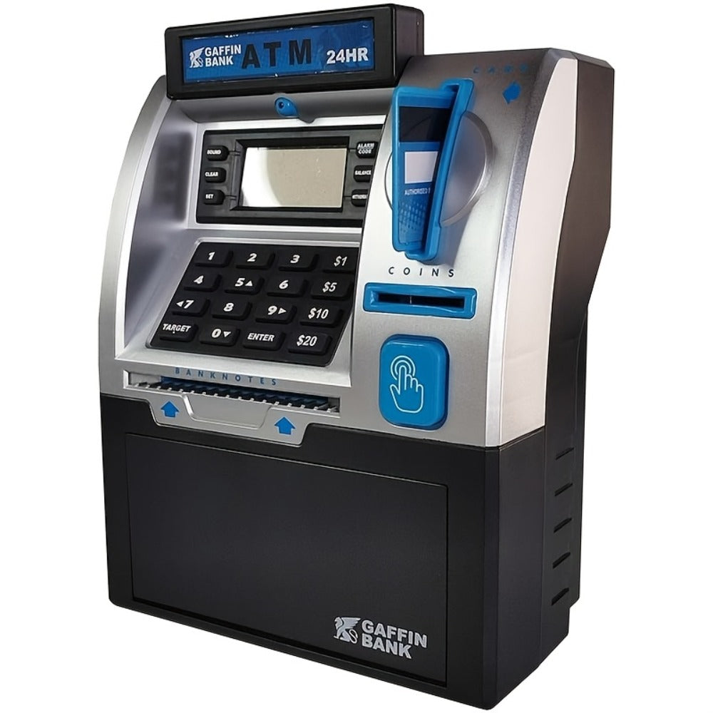 Electronic Money Bank for Kids with Debit Card & Cash Scanning, Digital ATM Piggy Bank with Coin & Bill Slot