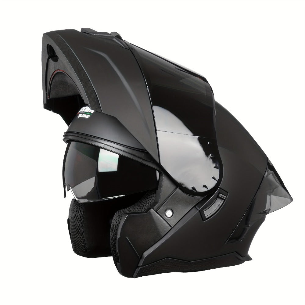 Modular Motorcycle Helmet Flip-Up Full Face – Dual Visor (Clear + Sun Visor), DOT-Style Flip Up Helmet for Men & Women
