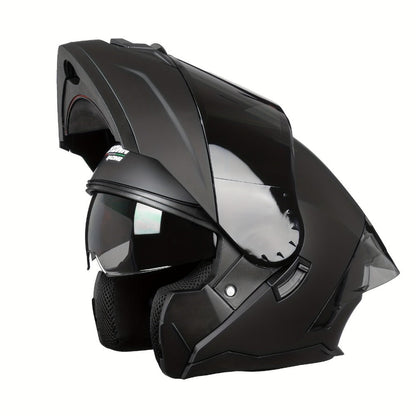 Modular Motorcycle Helmet Flip-Up Full Face – Dual Visor (Clear + Sun Visor), DOT-Style Flip Up Helmet for Men & Women