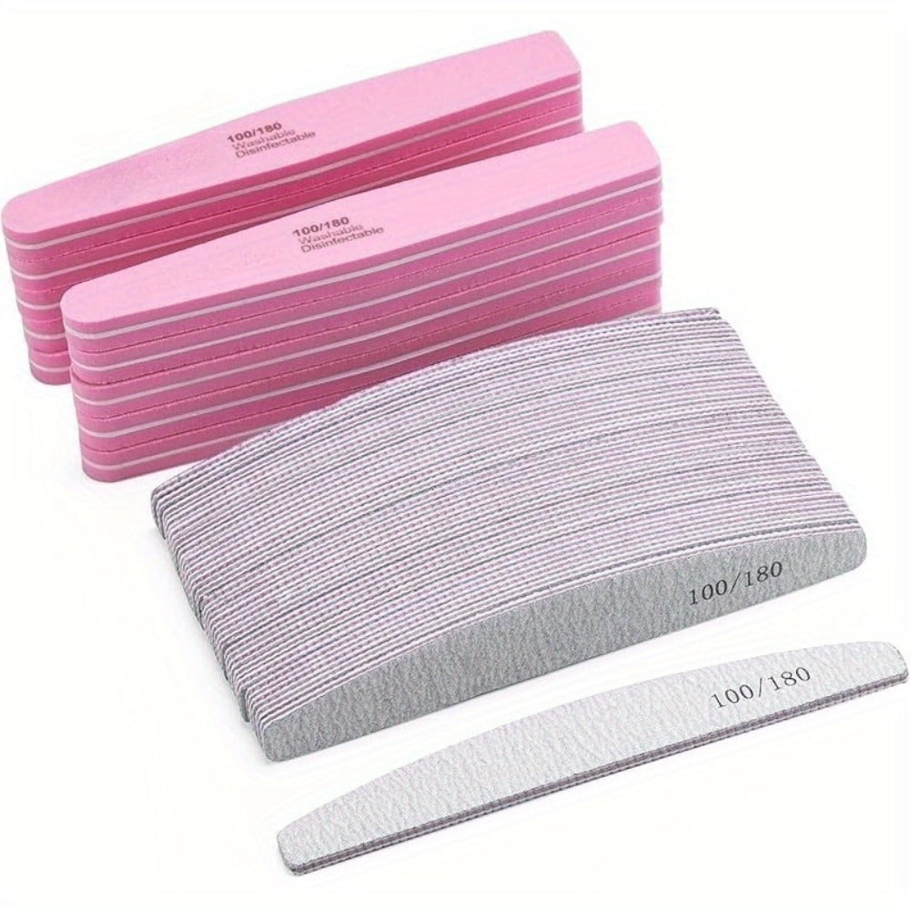 Nail Files and Buffers Professional 100 180 Grit Double-Sided Sanding Boards Reusable Polishing Blocks for Manicure Pedicure Salon Home Use