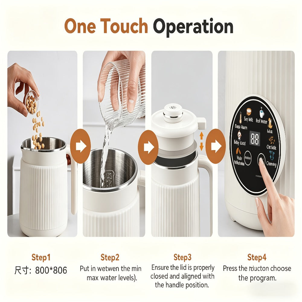 8-in-1 Nut Milk Maker 35oz 8-Blade - Almond Oat Soy Coconut Plant-Based Milk Machine for Entryways, Bedrooms and Living Spaces