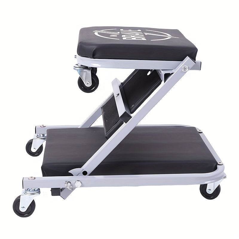 Mechanic Creeper Seat 3-in-1 Heavy Duty 36" – Folding Crawler with Adjustable Z-Seat, 6 Lockable Casters, 350–650 lb Capacity for Auto