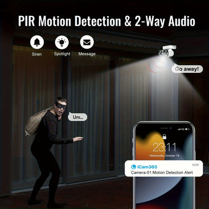 Security Camera 8MP Dual-Lens PTZ Model with 360 Panoramic View, Full-Color Night Vision and IP66