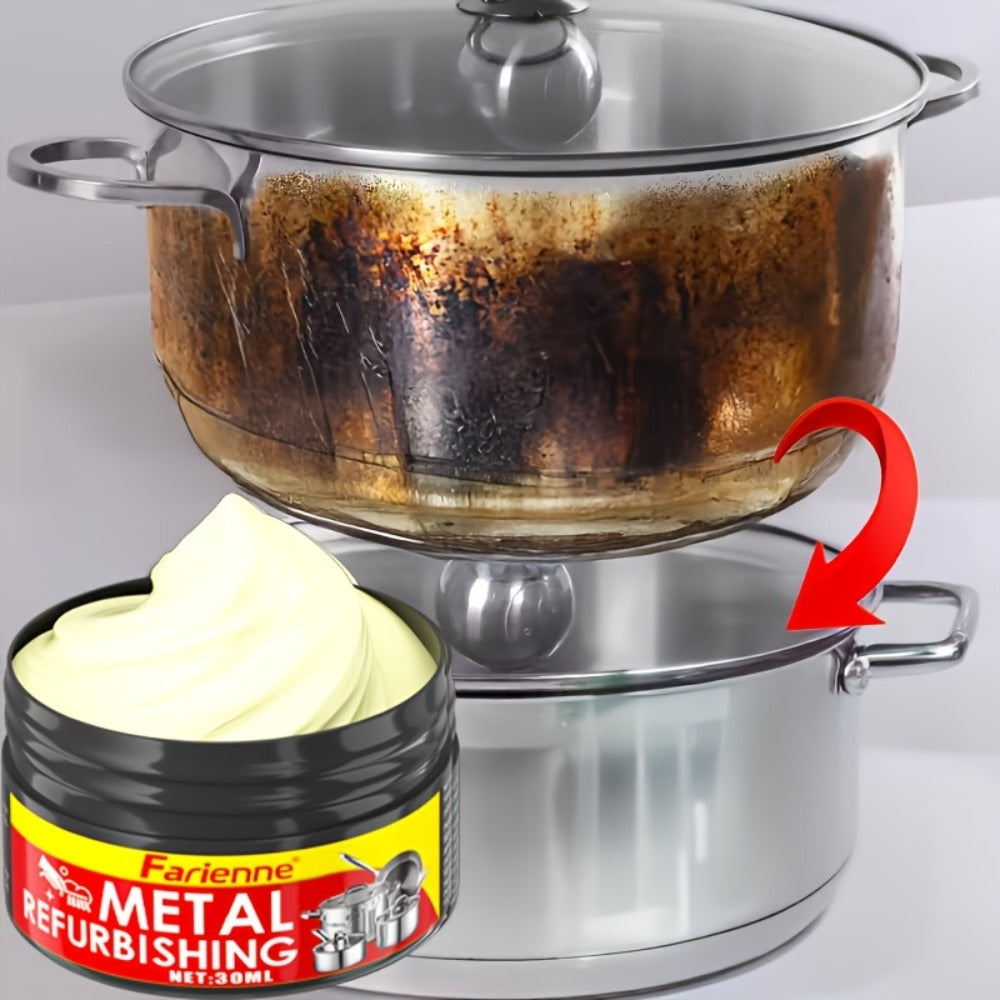 Metal Polishing Paste with Sponge Chrome & Stainless Steel Polish Gloss Agent No Residue for Entryways, Bedrooms and Living Spaces