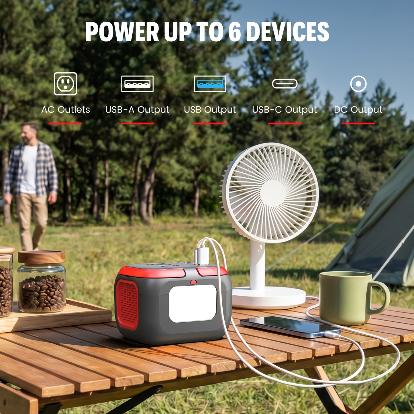 Battery Power Station 120W 97.68Wh 26400mAh Portable Backup with AC Outlet USB-C QC USB-A DC for Camping RV Travel Emergency Home Blackout