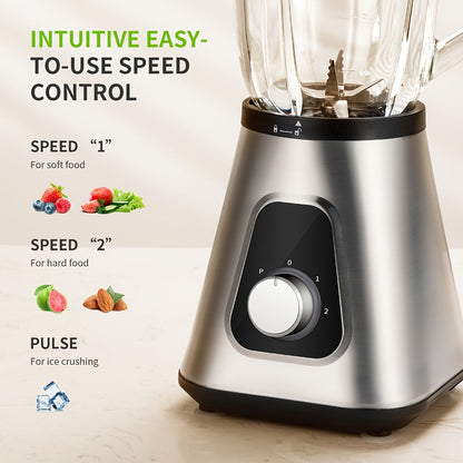 Countertop Blender with 52oz Glass Jar & 22oz Travel Cup, 3-Speed Smoothie Blender for Frozen Fruit Drinks