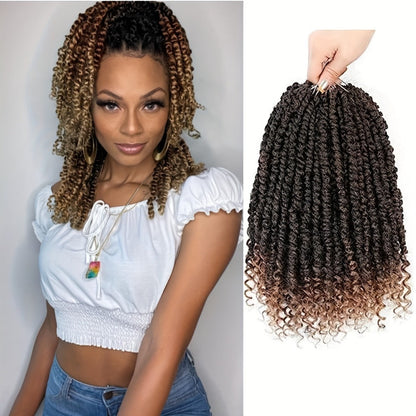 Pre-Looped Passion Twist Crochet Hair 8 Packs Pre-Twisted Curly Ends Bohemian Short Twist Braids