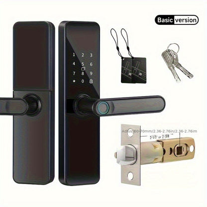Smart Door Lock with Fingerprint Keypad Card App Access and Optional Camera Handle Models in Black