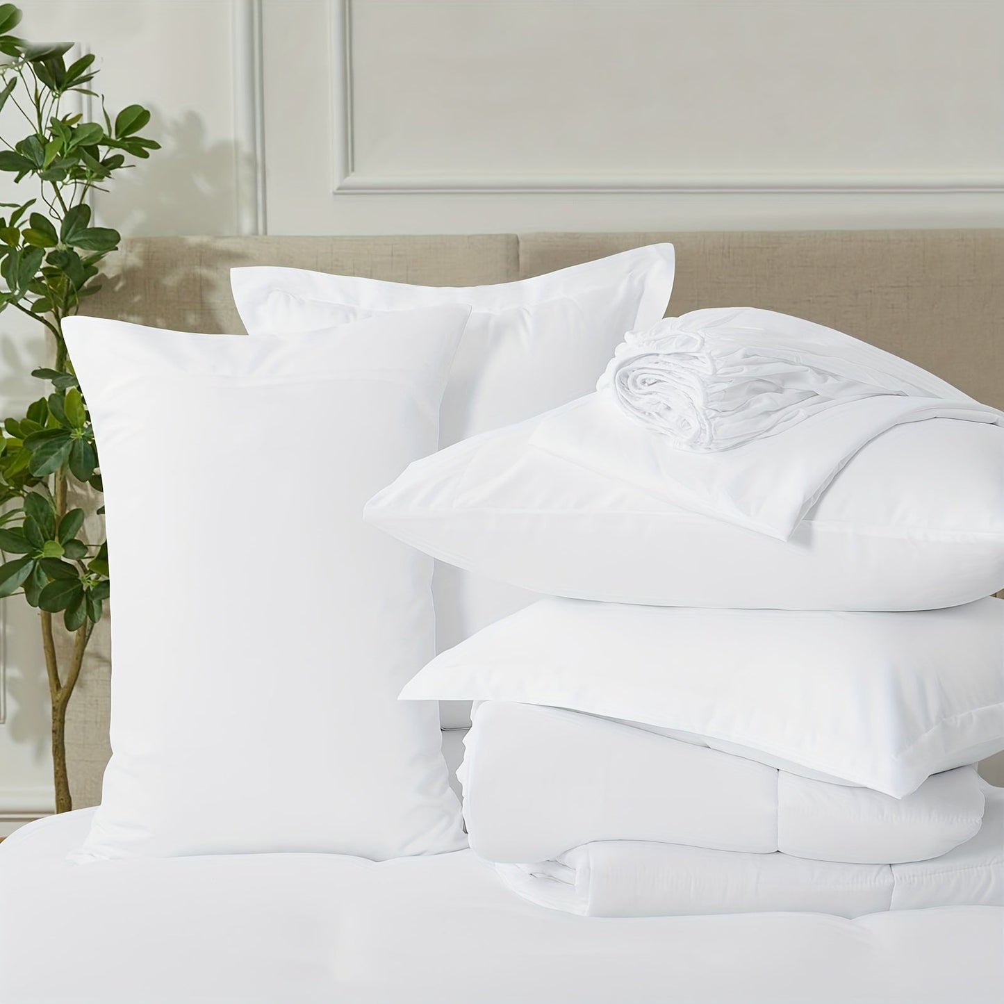 7 Piece Comforter Set Luxury Soft Fluffy Bedding All Season Bed in a Bag with Comforter Fitted Sheet Flat Sheet Pillowcases Hypoallergenic