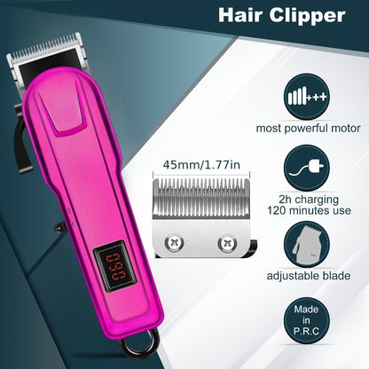 Hair Clipper Cordless USB-Rechargeable Set with Adjustable Blade, Four Guide Combs and Three Style Options
