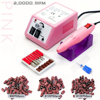 Electric Nail Drill 20000 RPM Console Kit with 6 Bits, 50 Sanding Bands and Standard or 8-in-1 Options