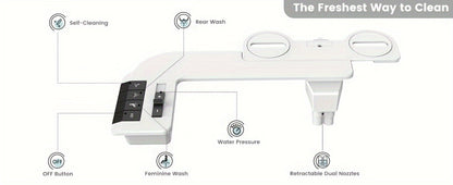 Bidet Attachment for Toilet – Dual Retractable Nozzle Non-Electric Self-Cleaning Fresh Water Bidet Sprayer