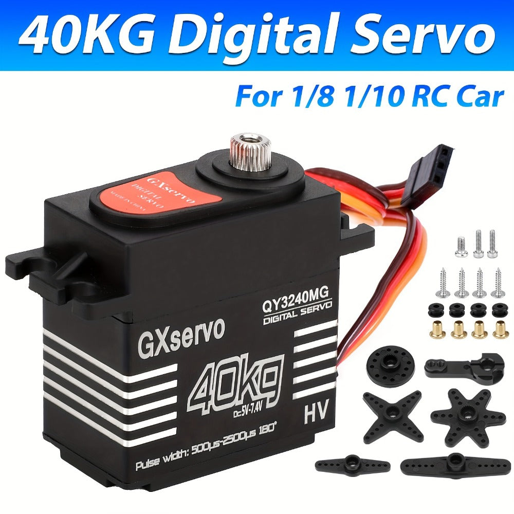 High Torque Digital Servo 180° Metal Gear, 25T Servo Arm for 1/8 1/10 RC Cars Trucks Crawlers & Robots