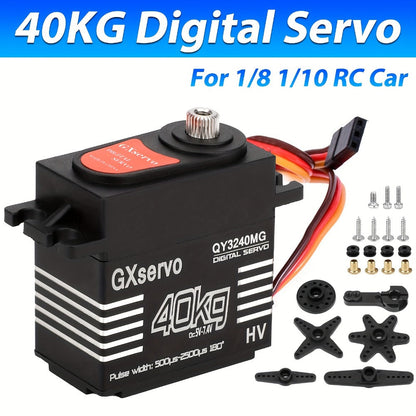 High Torque Digital Servo 180° Metal Gear, 25T Servo Arm for 1/8 1/10 RC Cars Trucks Crawlers & Robots