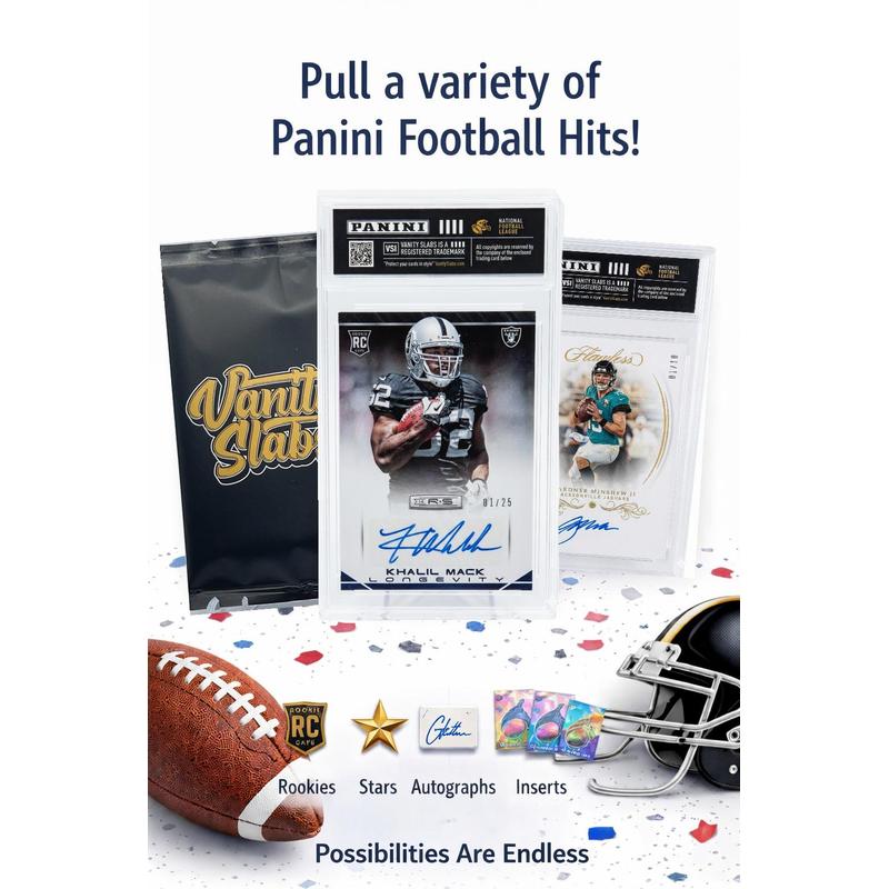 Football Card Mystery Slab, Panini Football Card Sealed in Vanity Slabs Display Case, Rookies Stars Inserts Parallels