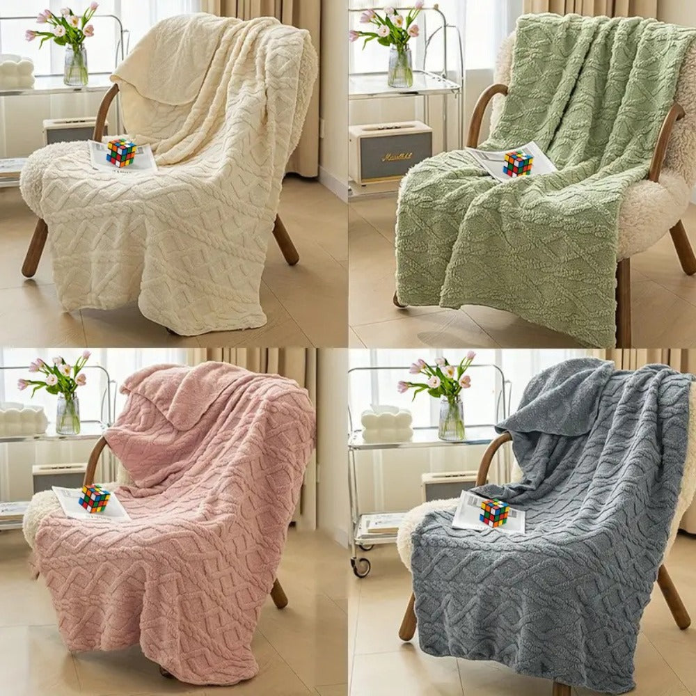 3D Plush Dense Weave Fleece Blanket, Ultra- Throw for Bed, Couch, Travel & Outdoor, Air-Conditioning Friendly