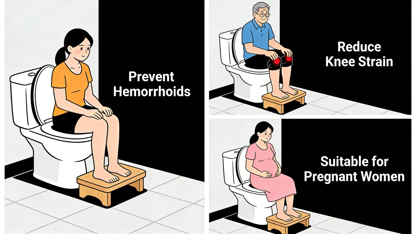 Toilet Stool Foldable Bamboo Squatting Stool – Ergonomic 7-Inch Height for Natural Constipation Relief | Collapsible Non-Slip Bathroom