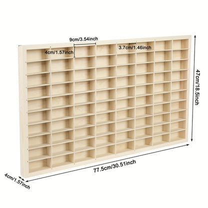 Diecast Car Display Case 80-Slot Wall Mounted Wood 1:64 Scale No-Drill Car Model Organizer Showcase for Hot Wheels Matchbox Alloy Diecast