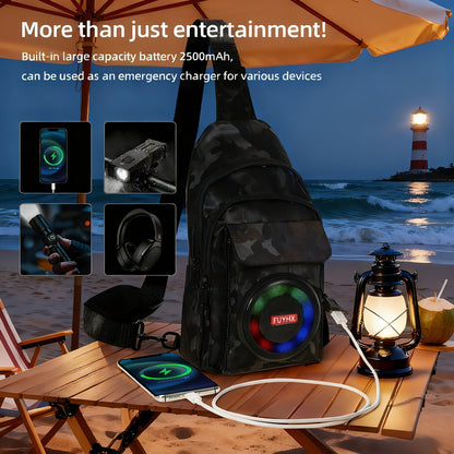 Speaker Backpack Outdoor Built-in Amplifier Sports Striped Backpack for Hiking Climbing Park Outdoor Adventures Travel Casual Daypack Matte