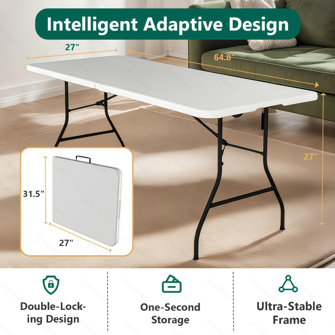 Foldable Outdoor Dining and Utility Table 4ft 6ft Multi-Purpose Folding Desk for Camping Backyard Weddings Living Room Card Games Study Home