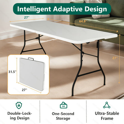 Foldable Outdoor Dining and Utility Table 4ft 6ft Multi-Purpose Folding Desk for Camping Backyard Weddings Living Room Card Games Study Home