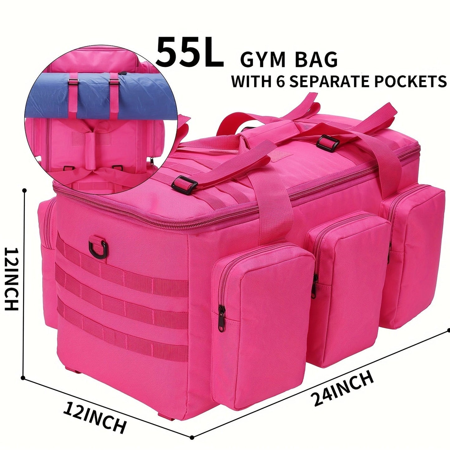 Convertible Travel Duffel Bag 3-in-1 Rose Red 50L – Weekender Backpack & Gym Bag for Men & Women, Sports, Camping & Daily Use