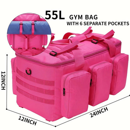Convertible Travel Duffel Bag 3-in-1 Rose Red 50L – Weekender Backpack & Gym Bag for Men & Women, Sports, Camping & Daily Use