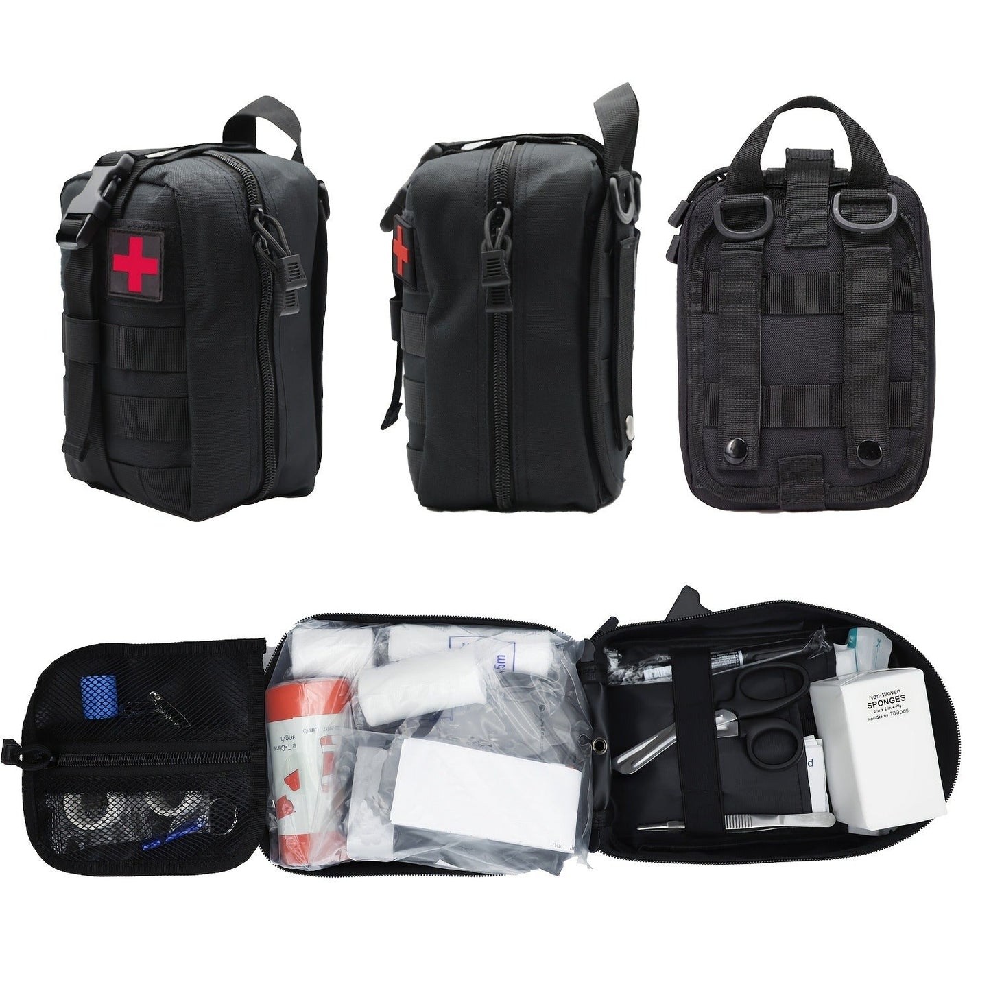 247pcs IFAK Trauma First Aid Kit with CAT Tourniquet and MOLLE Medical Backpack, Fully Stocked Bleeding Control Wound Care Splinting Airway