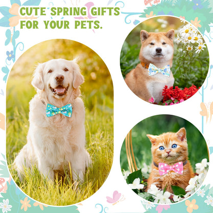 Dog Bow Ties 60-Pack Detachable Collar Charm Attachment – Seasonal Spring Puppy Bows Bulk Grooming Accessories for Small Medium Large Dogs