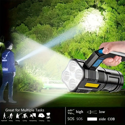 Flashlight 2-Pack Four-LED Handheld Searchlights with Four Modes, USB Charging and Power Display