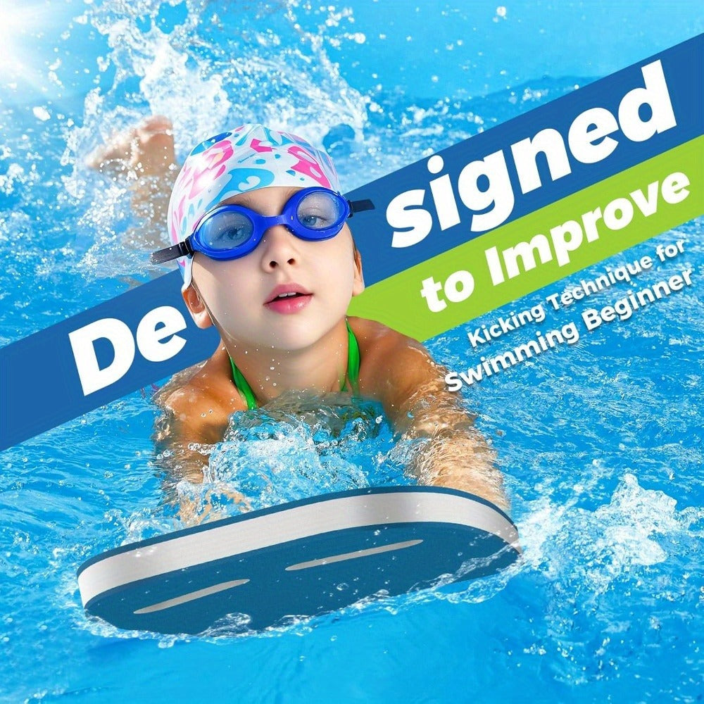 Kids Swimming Kickboard – Cute Dinosaur Cartoon Design, Blue Buoyant Foam Pool Training Aid for Toddlers Children