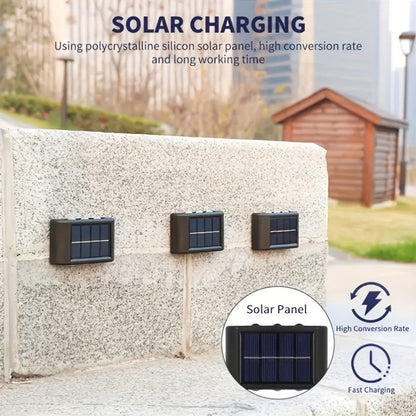 Solar Wall Light Outdoor 8 Pack 6 LED Deck Fence Garden Lamp Waterproof Auto Dusk to Dawn Courtyard Pathway Garage Yard Decoration