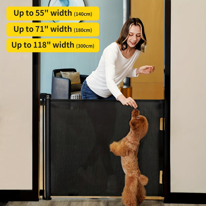 Retractable Baby Gate & Mesh Dog Gate – Extends 55" to 197" Wide, Child Safety Gate for Doorways Stairs Hallways, Indoor & Outdoor Use
