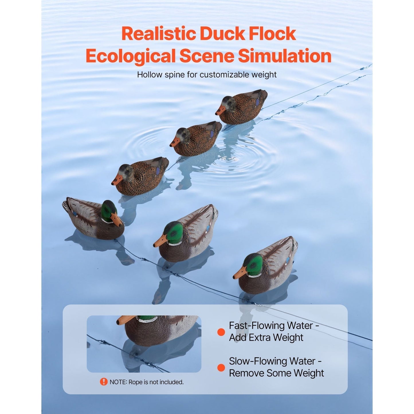 Duck Decoys 6-Pack – Realistic Floating Teal Decoy Set with Bionic Painting, XPE Compression Storage, 3 Male & 3 Female Ducks for Hunting