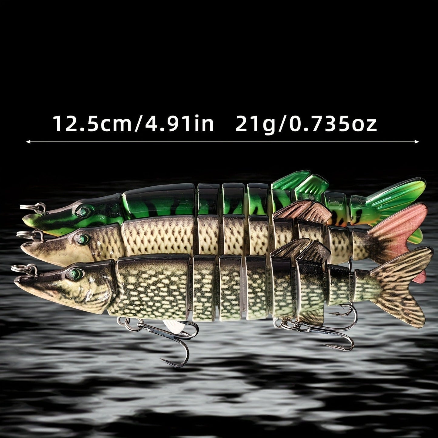 Multi-Jointed Swimbait Fishing Lures for Bass Trout Perch – Slow Sinking Lifelike 3D Eyes ABS Body, Pearl Powder Coating
