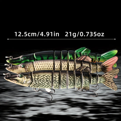 Multi-Jointed Swimbait Fishing Lures for Bass Trout Perch – Slow Sinking Lifelike 3D Eyes ABS Body, Pearl Powder Coating