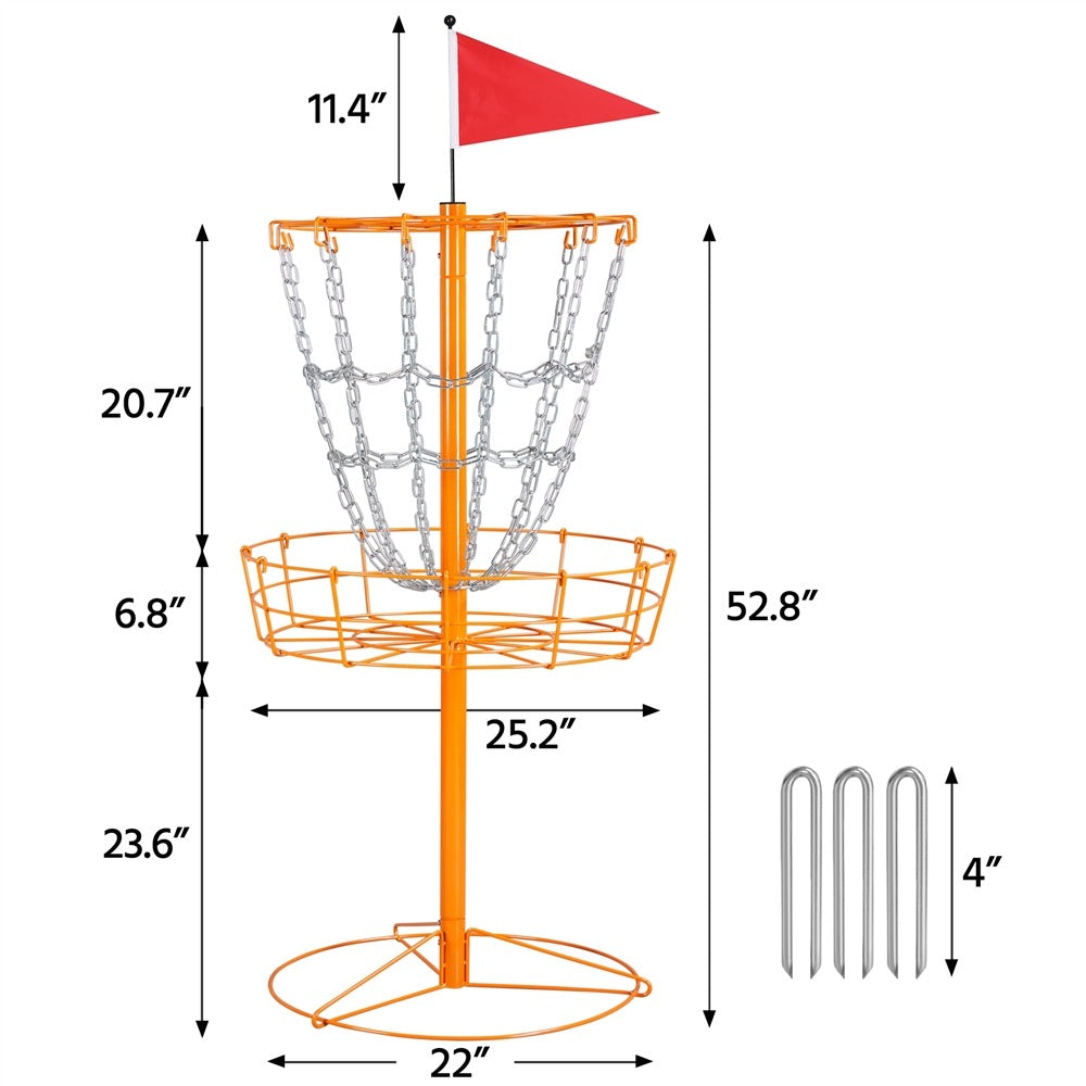 Portable Disc Golf Basket 12 Chain – Heavy Duty Metal Frame, Galvanized Chains, Easy Assembly, Indoor & Outdoor Practice Target