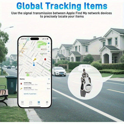 Two-Pack Round Apple Find My Item Trackers in Black and White with Silicone Key Ring Holders