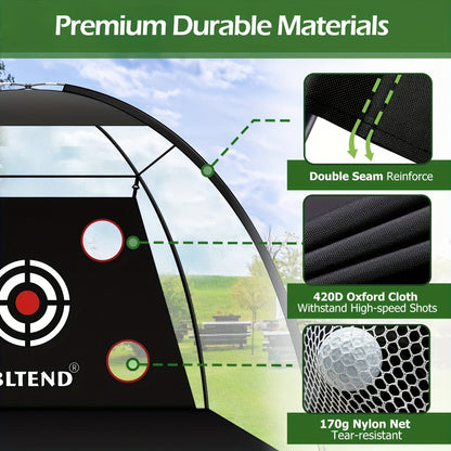 Golf Practice Net 10x7ft with Hitting Mat, Portable Golf Chipping Net for Backyard Indoor Outdoor Use, Golf Training Net for Driving