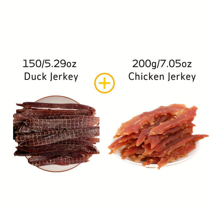 Dog Jerky Treats 400g Mixed Flavor Pack – Chicken & Duck Jerky, High Protein Low Fat, Long Lasting Chews, Digestible Training Reward Snacks