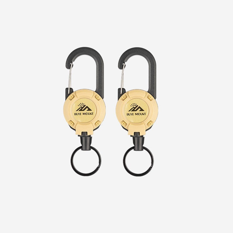 Tactical Retractable Keychain 2-Pack – Heavy Duty 23-Inch Steel Wire Rope with Lanyard, Multi-Tool Badge Holder & ID Clip for Camping