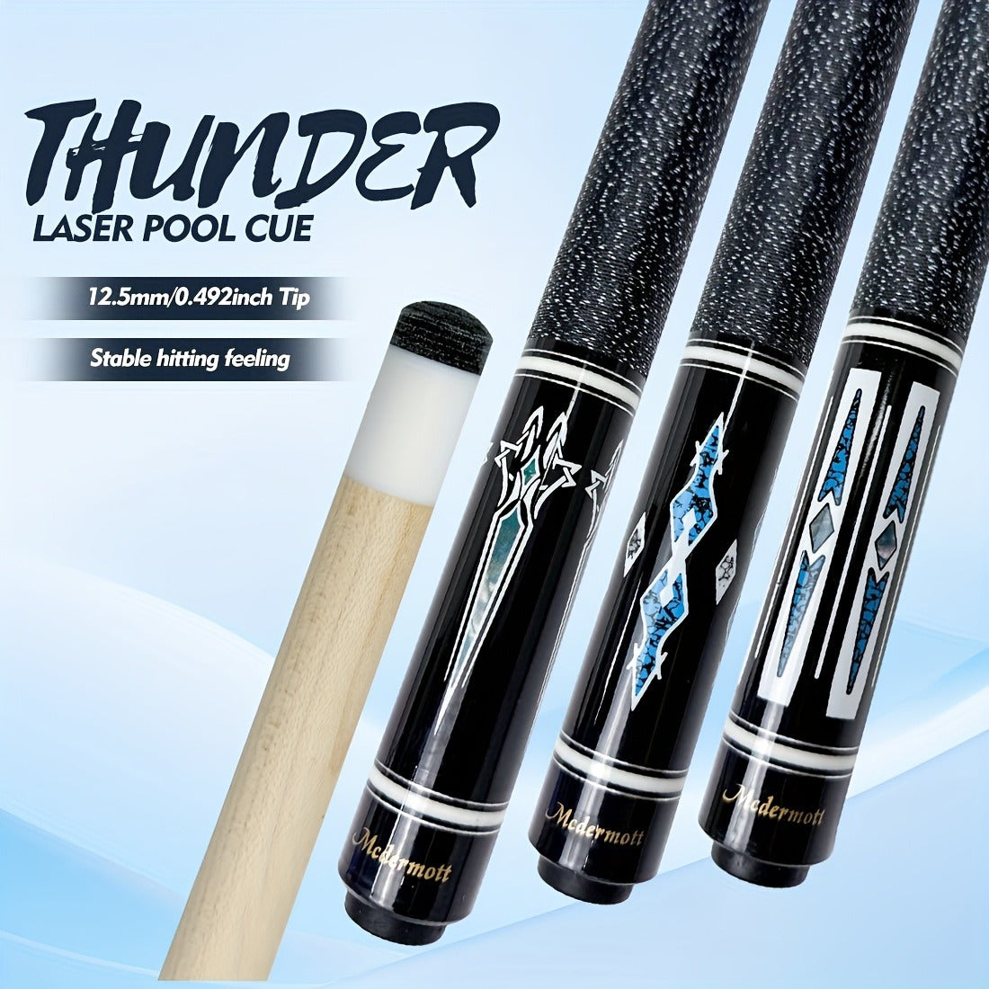 58-Inch Canadian Maple Pool Cue with 12.5mm Tip, Quick-Release Joint and Five Z-Series Graphics