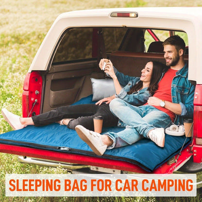 Double Sleeping Bag XL with Pillow for Two Adults – 2-Person Couple Sleeping Bag for Year-Round Camping, Hiking & Backpacking in Cold & Warm