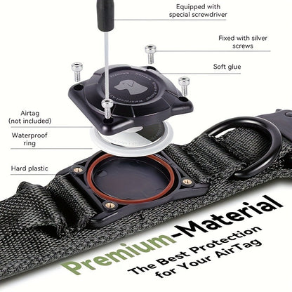 Tactical Dog Collar with AirTag Holder and Handle Adjustable Heavy Duty PC Case GPS Tracking Compatible for Medium Large Dogs M L XL 9
